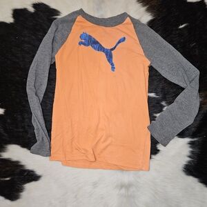 Puma Kids Orange and Gray Long Sleeve Shirt